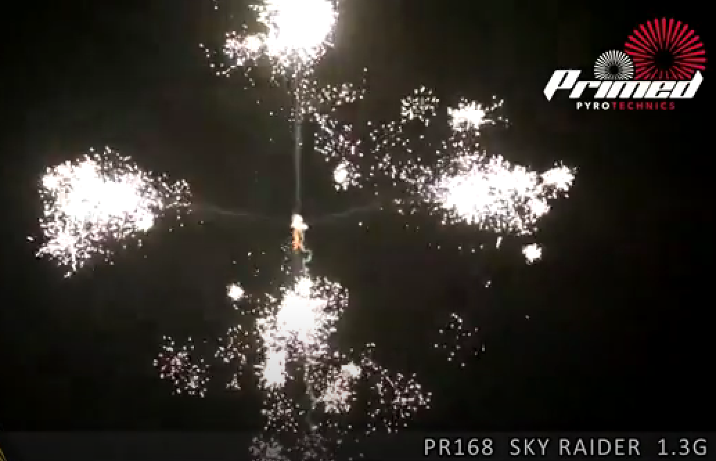 Sky Raider by Primed Pyrotechnics Four Corner to Crackling Rocket