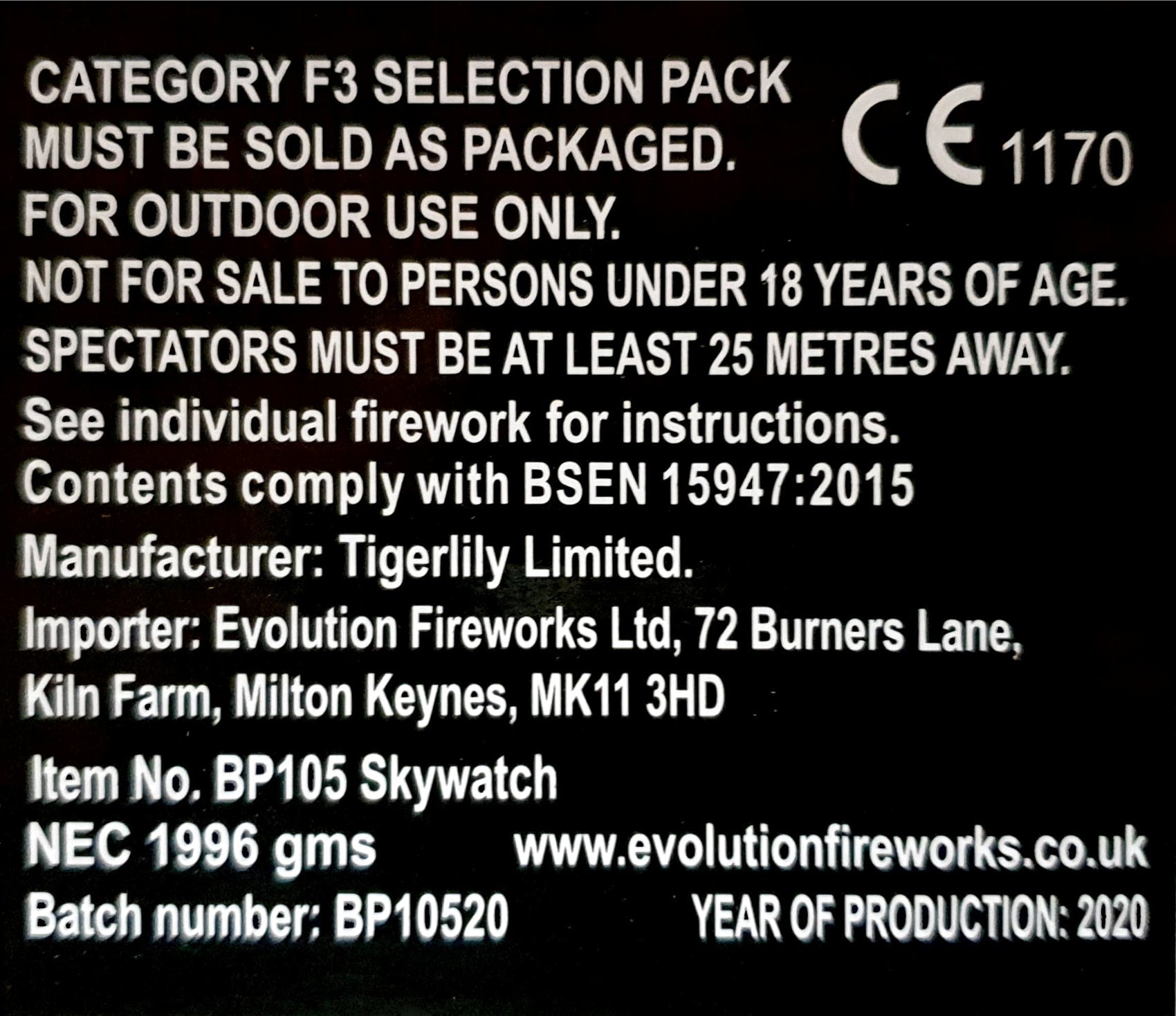 Skywatch by Evolution Fireworks Instructions