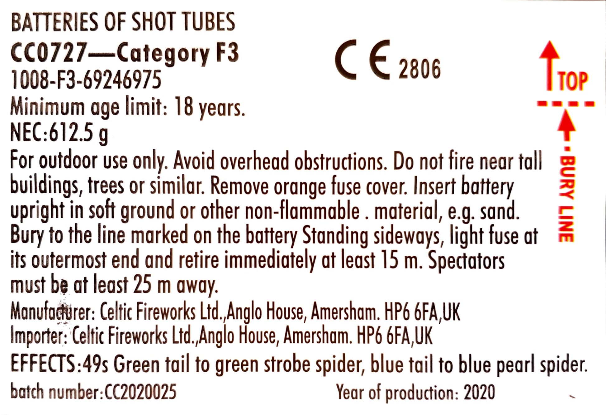 Spiders Web by Celtic Fireworks Instructions