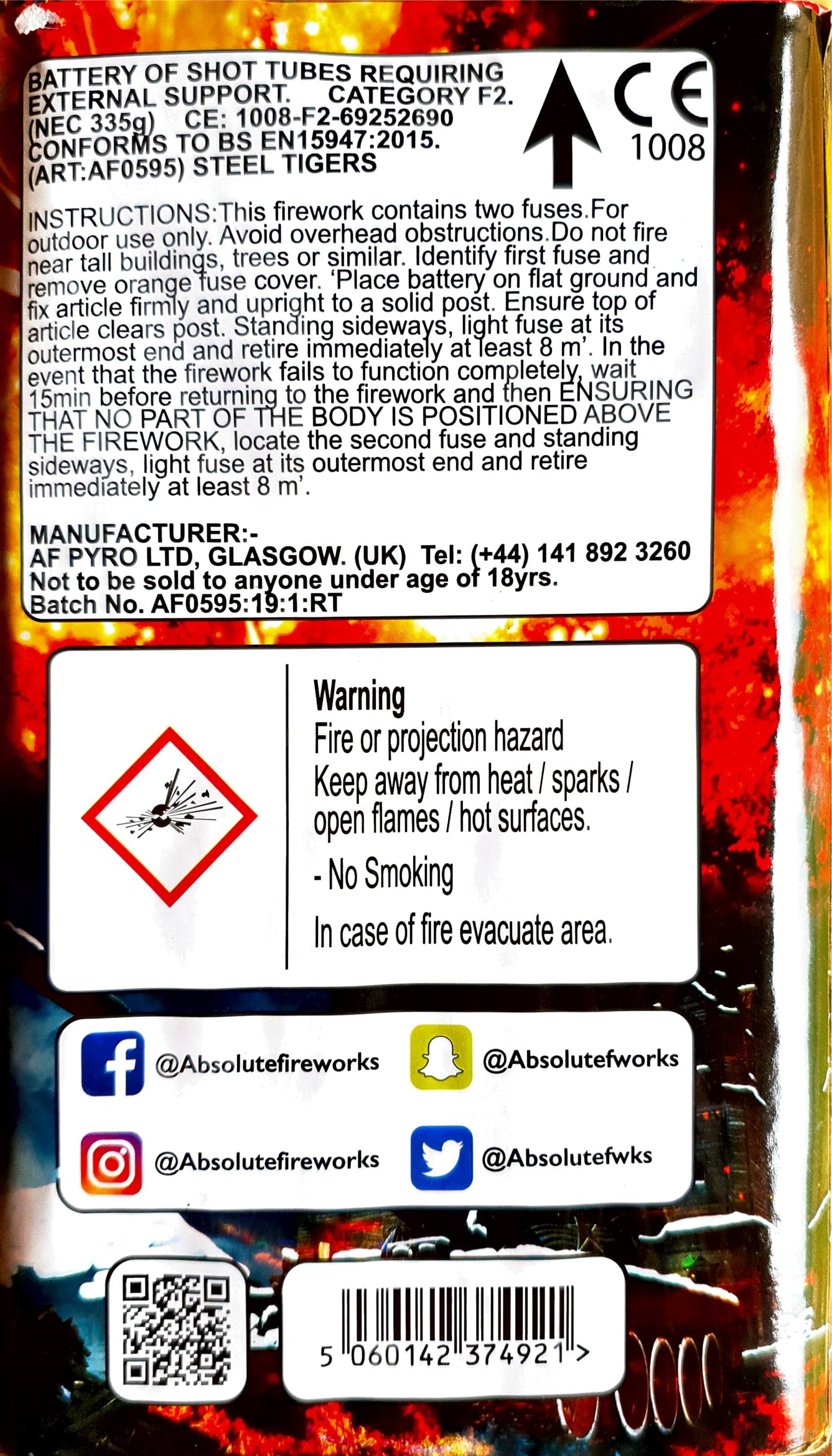 Steel Tigers by Absolute Fireworks Instructions