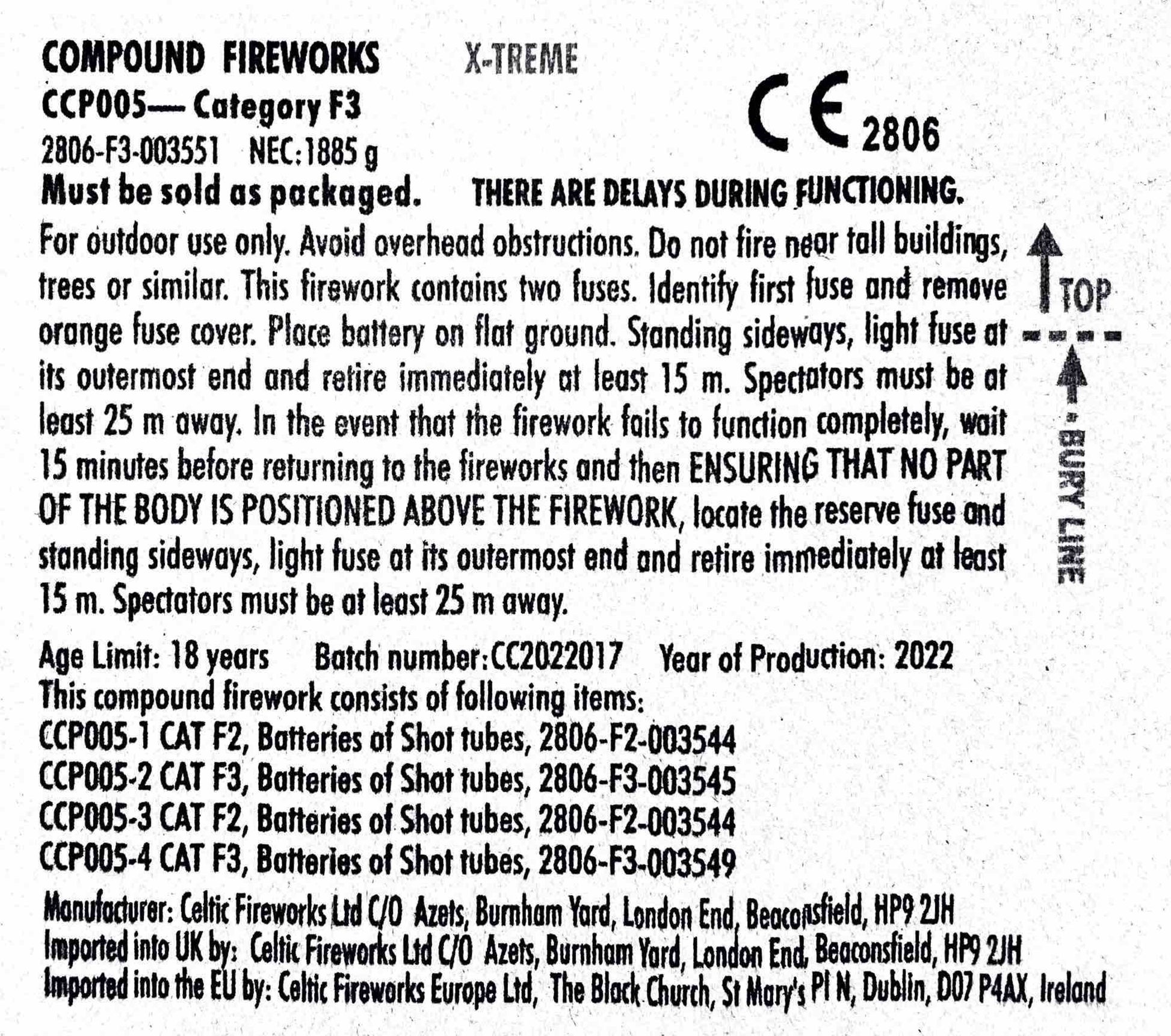 X-treme by Celtic Fireworks Instructions
